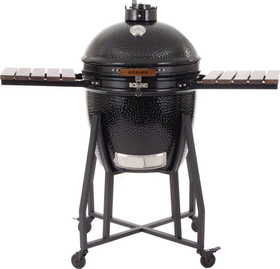Arbaer Kamado Barbecue Large Ø 21 Inch Houtskool BBQ Met Frame Keramische Schaal Zwart