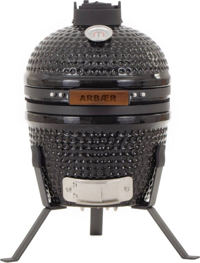 Arbaer Kamado Barbecue Small Ø 13 Inch Houtskool BBQ Tafel BBQ Met Frame Keramisch Zwart