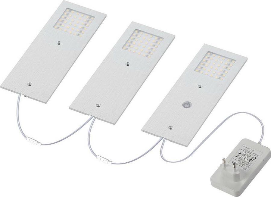 ARCCHIO kastverlichting- met dimmer 3 lichts aluminium H: 0.4 cm aluminium Inclusief lichtbronnen