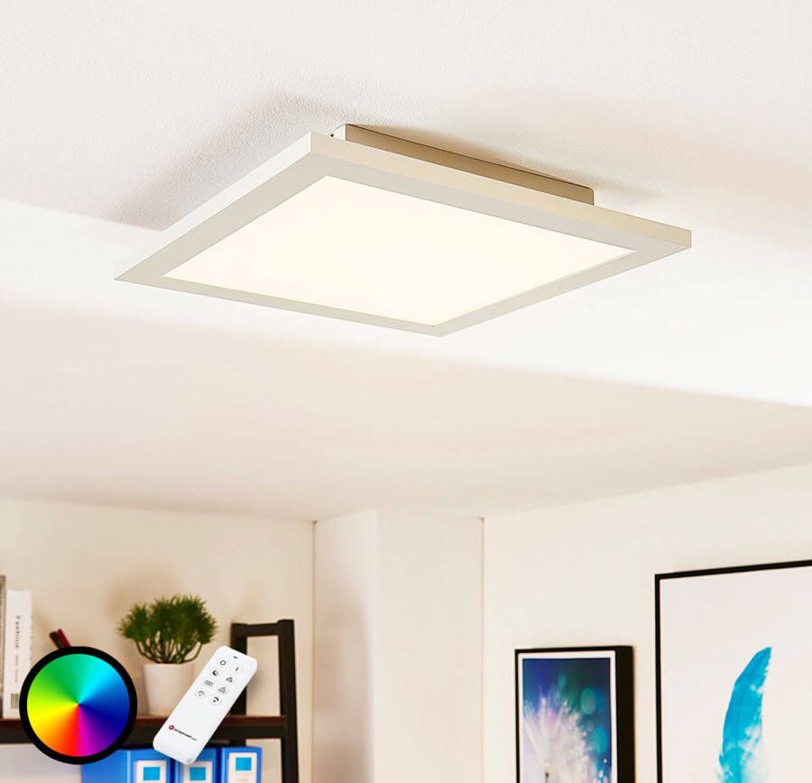 ARCCHIO LED paneel RGB met dimmer 2 lichts kunststof metaal aluminium H: 4.5 cm wit Inclusief lichtbronnen
