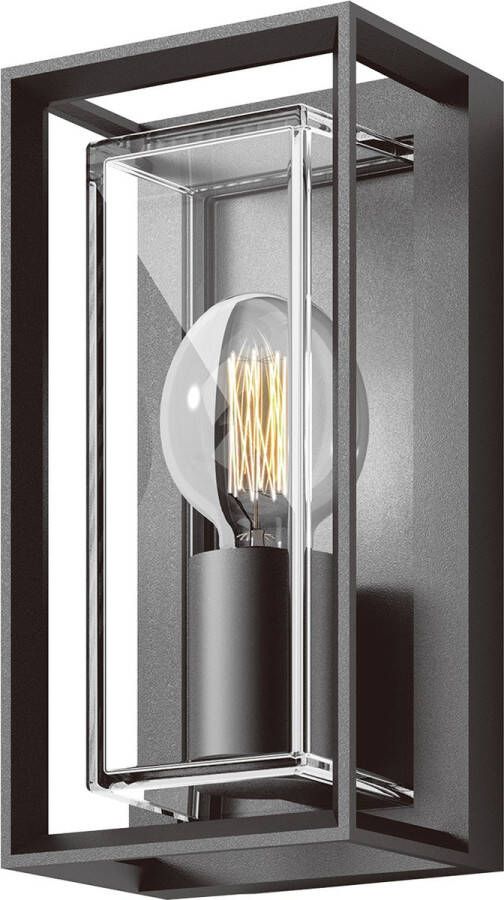 ARCCHIO Wandlamp buiten 1licht drukgegoten aluminium glas H: 25.5 cm E27 donkergrijs