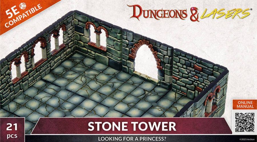 Archon Studios Dungeons and Lasers STONE TOWER RPG Terrein Roleplaying Games Geschikt voor DND 5E