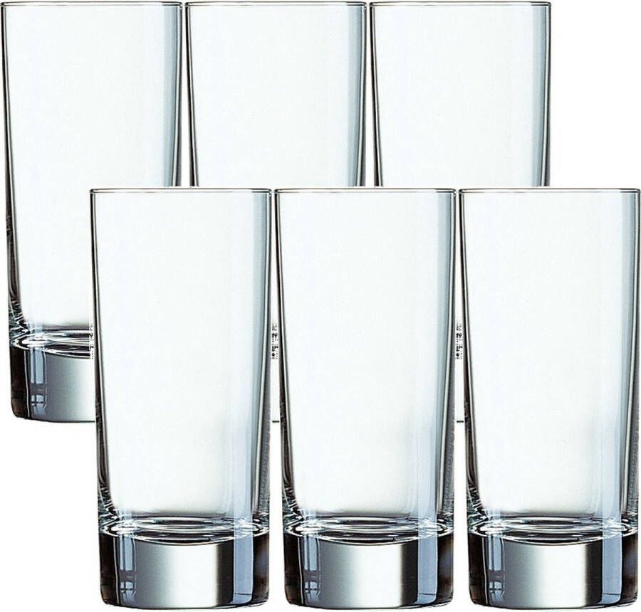 Arcoroc 12x Stuks transparante drinkglazen longdrinkglazen 220 ml van glas Longdrinkglazen