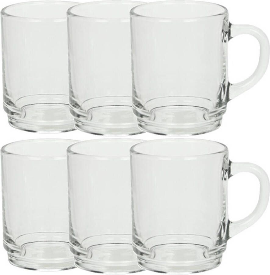 Arcoroc Set van 6x stuks theeglazen 250 ml van glas stapelbaar Koffieglazen Thee glazen