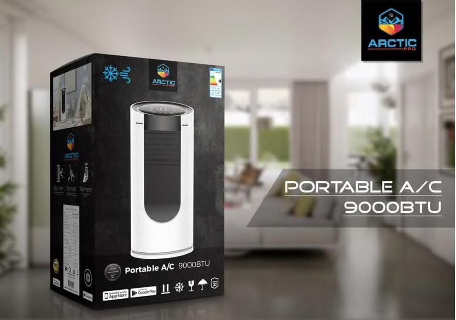 ArcticPro 9000BTU Sky Line Mobiele Airco A C Portable (66m2)| Aanraakbediening of via afstandsbediening Gratis Raamafsluiting