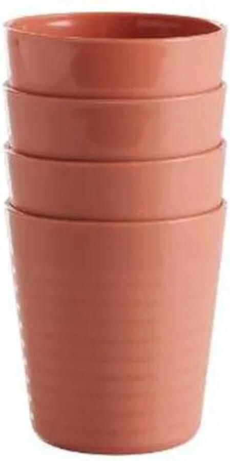 ARDOURLY Set van 4x stuks kunststof bekers pastel rood 250 ml Vaatwasser bestendig Magnetronbestendig BPA vrij