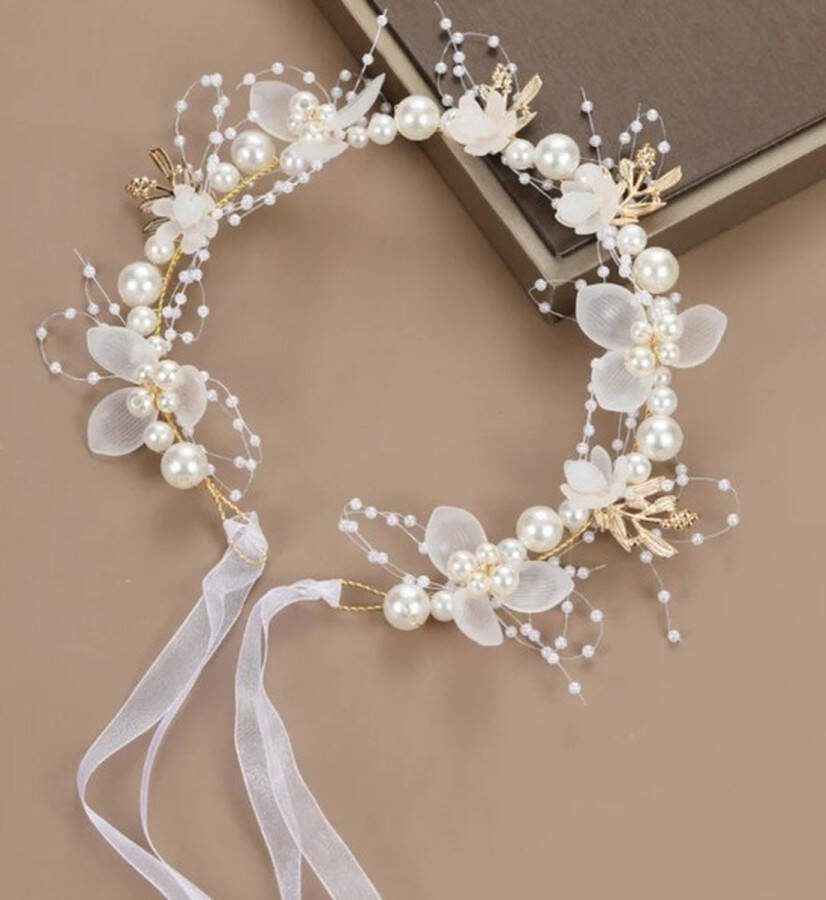 Ardran & Tookar Bruidsmeisje Tiara bridesmaid haarband bruids haaraccessoires haar kralen parels Wit 1 stuks
