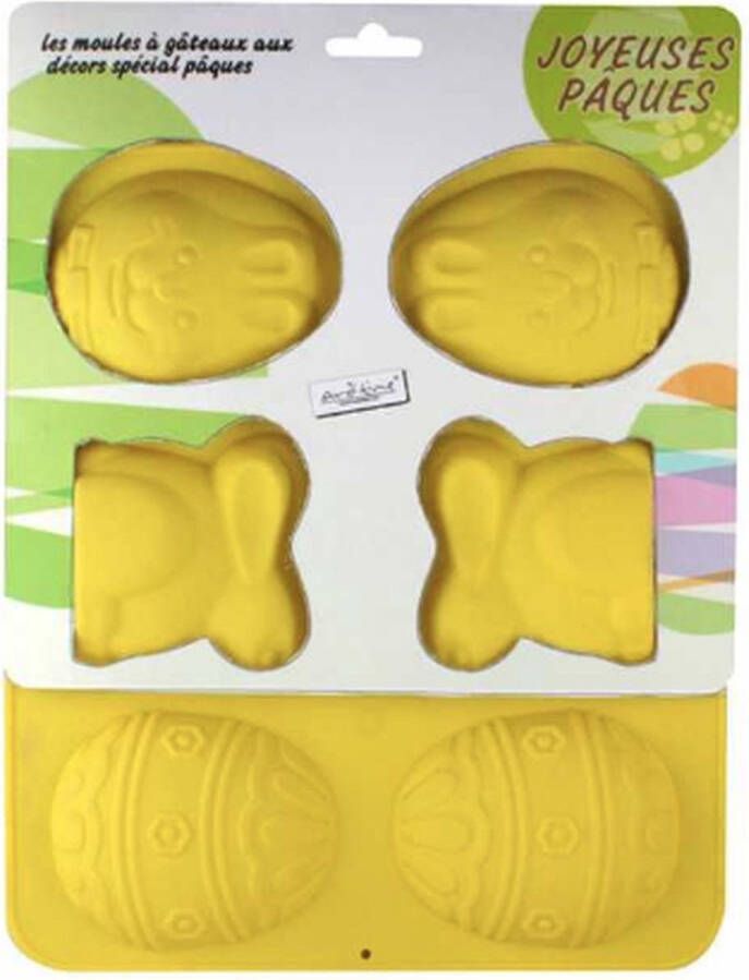 Ard'Time Paasei konijn konijnenkop 6 holtes siliconen taartvorm dessert bakken antiaanbaklaag voedselkwaliteit PAK-MIX
