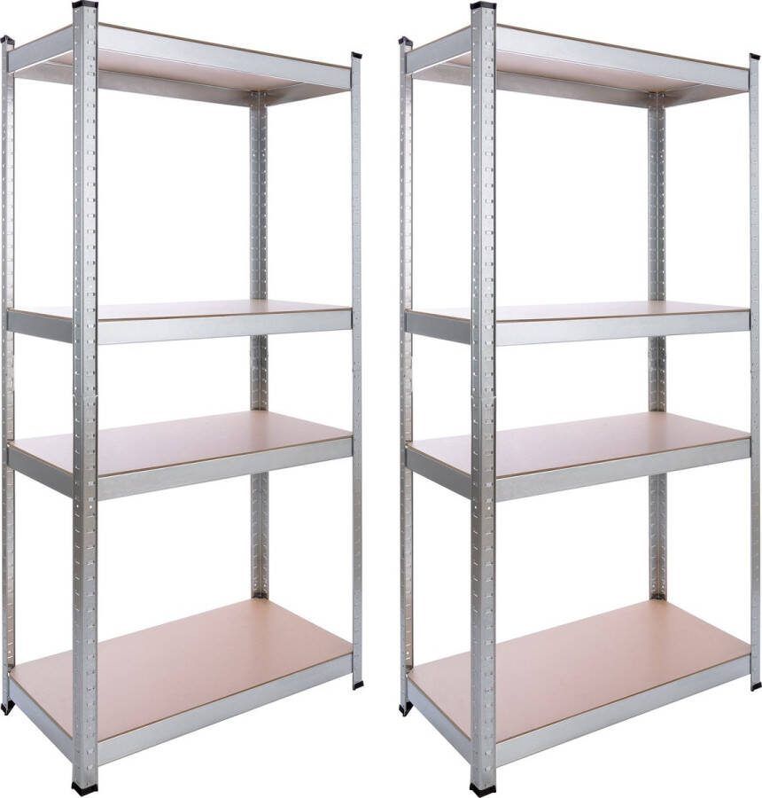 Arebos 2x Stellingkast Opbergrek 4 Planken 320 kg Draagkracht -160x80x40 cm Metaal MDF Zwart