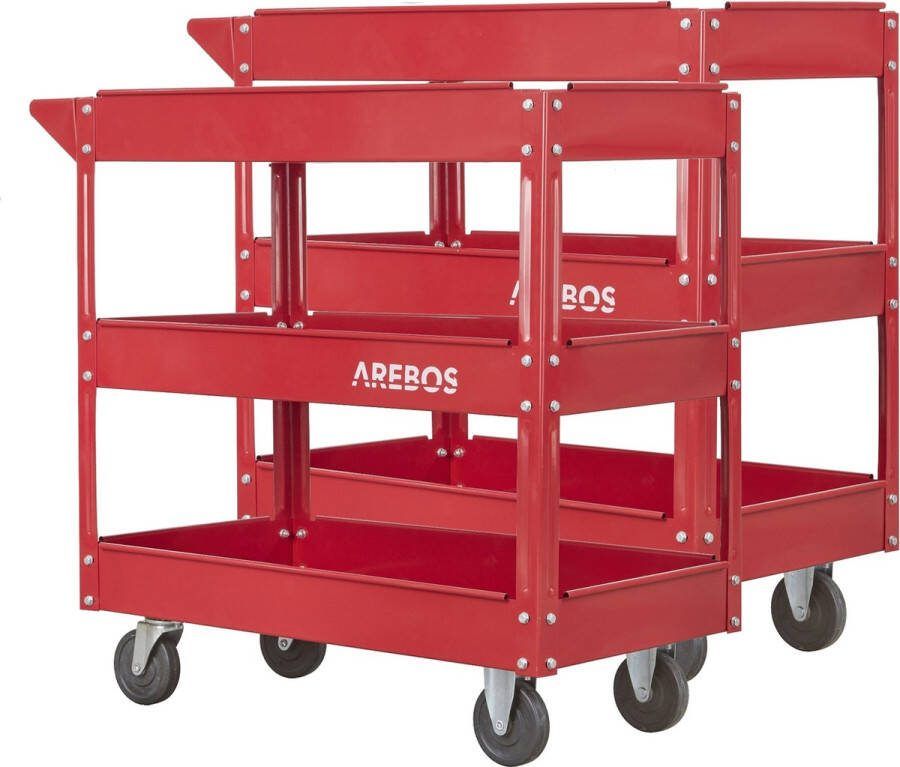 Arebos 2x Werkplaatswagen Gereedschapswagen atelierwagen rolwagen met 3 Laden