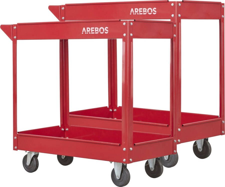 Arebos 2x Werkplaatswagen Gereedschapswagen atelierwagen rolwagen met 2 Laden