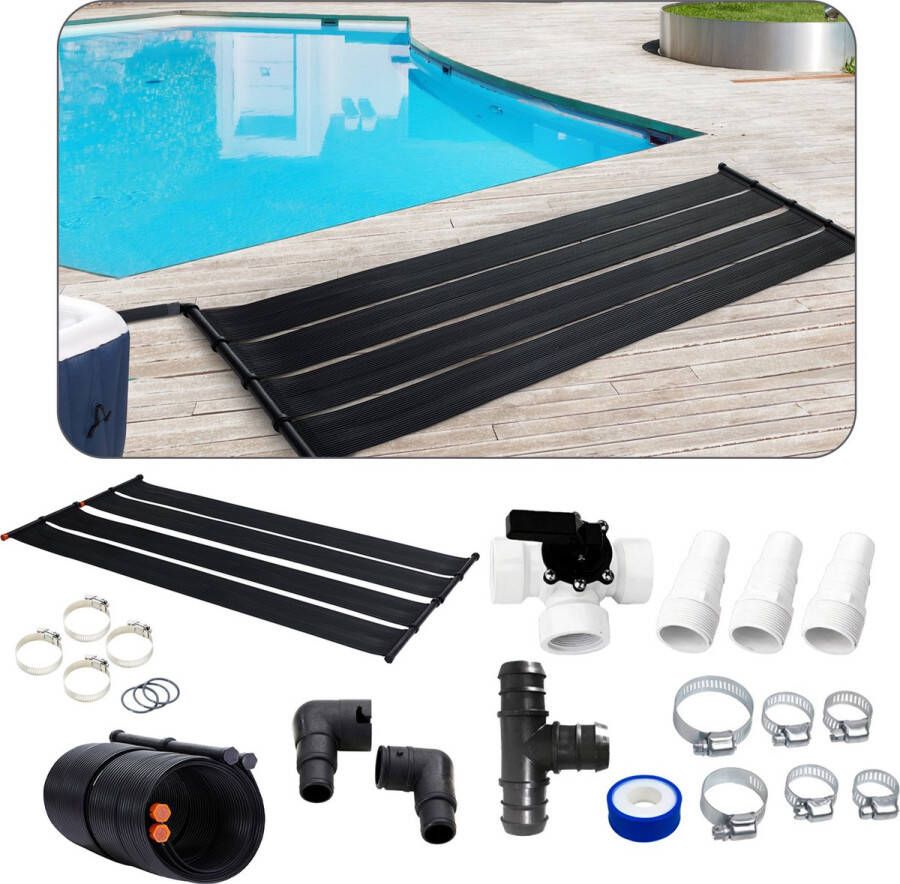 Arebos 2x Zwembad Verwarming Solar mat Pool heater Zonnecollector Zwembad 300 x 132 cm incl. 12-delige bypass-set