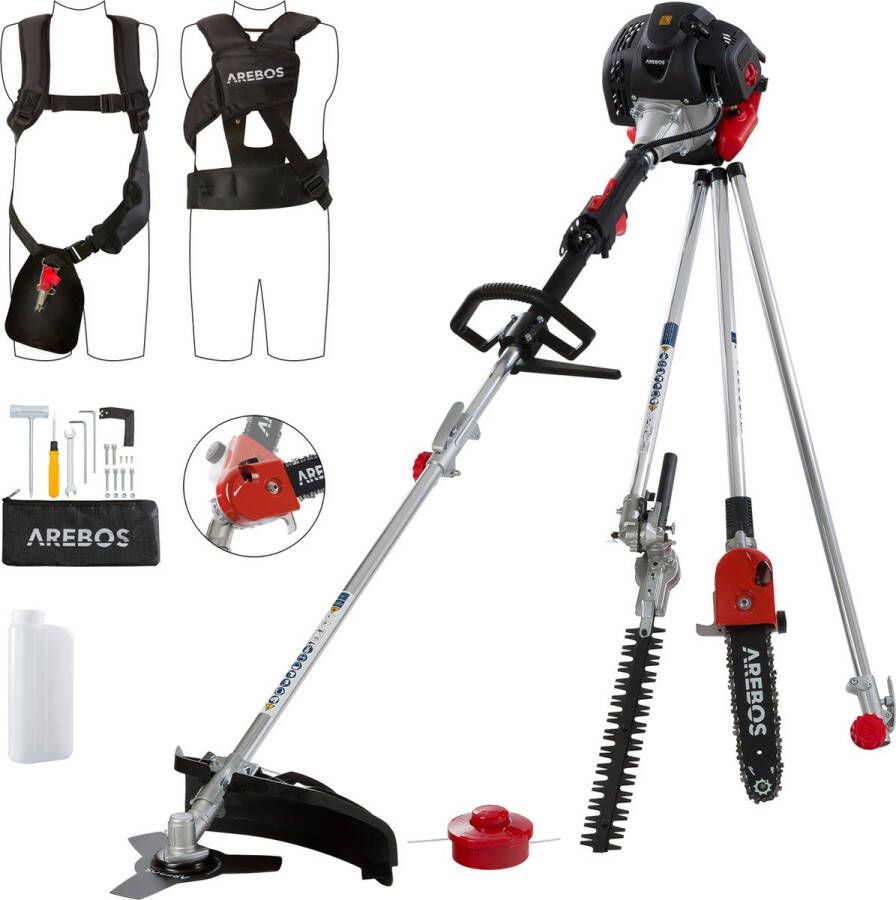 Arebos 5 in 1 Premium -Bosmaaier-Grastrimmer-Heggenschaar-Kettingzaag-Zeis