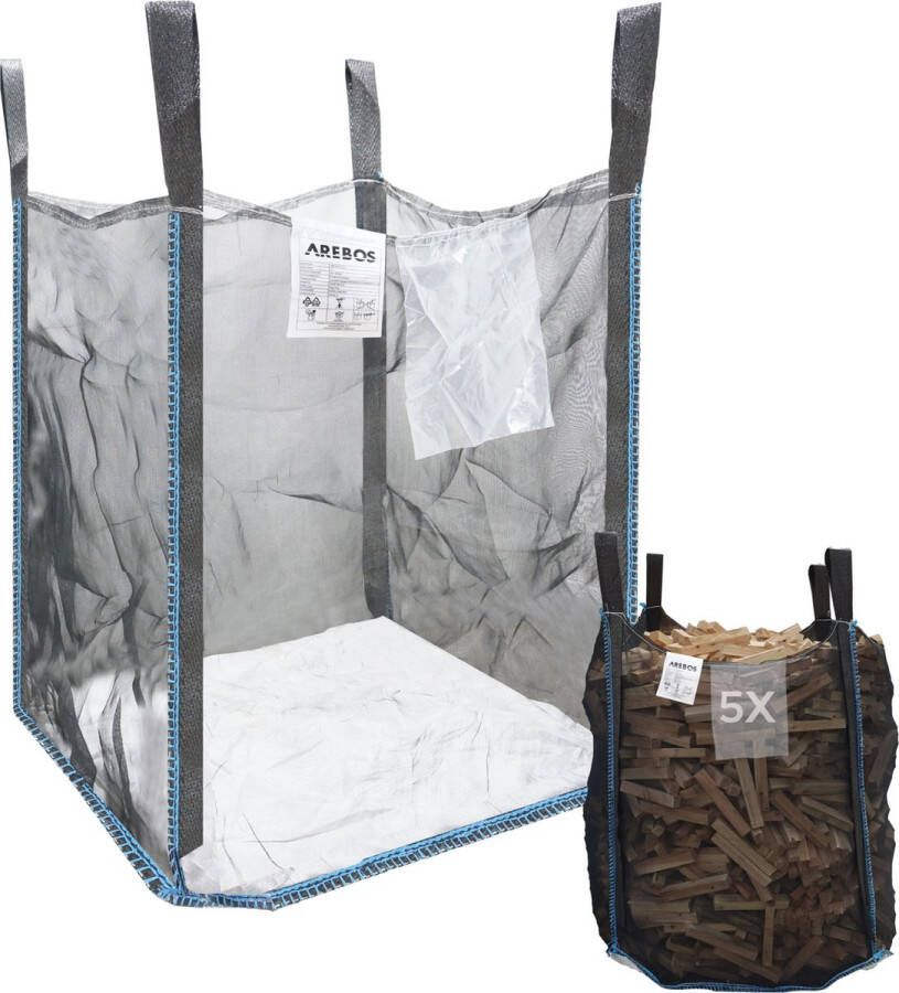 Arebos 5x Premium Houten tas Grote stevige scheurbestendige zak voor brandhout