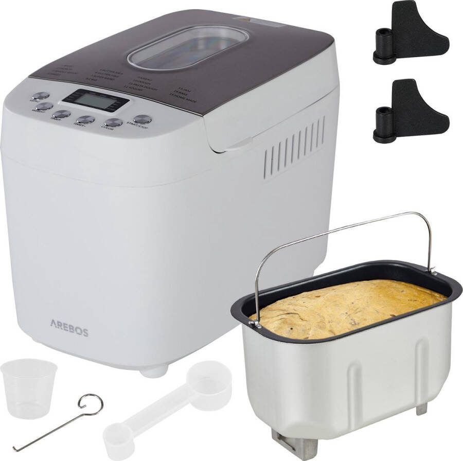 Arebos Broodbakmachine 1500g met 15 Programma's Timer 850W