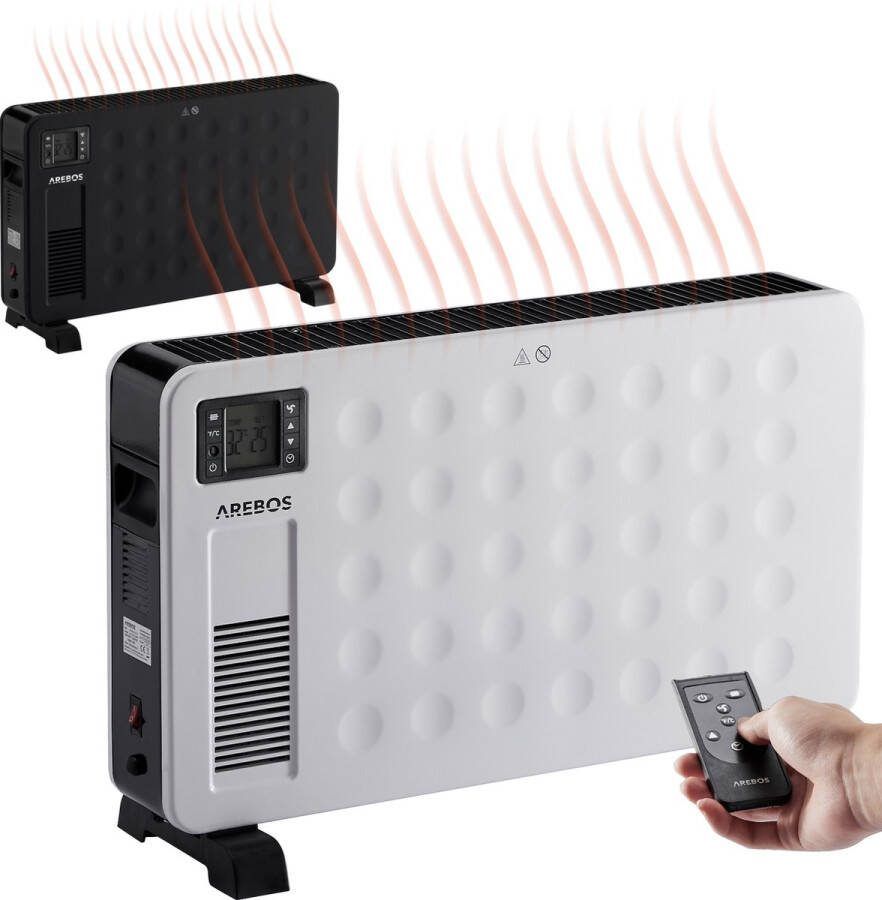 Arebos Convector 2300 W | elektrische kachel met 3 warmtestanden | convectorkachel | mobiele elektrische kachel energiebesparing | stille verwarming | mobiele elektrische ventilatorkachel | Wit