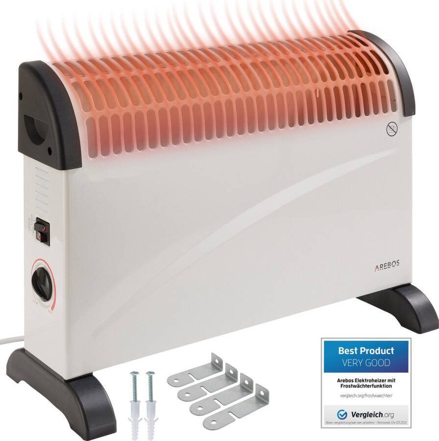 Arebos Convectorkachel Electrisch 2000W Convectorkachel Elektrische Kachel 3 warmtestanden