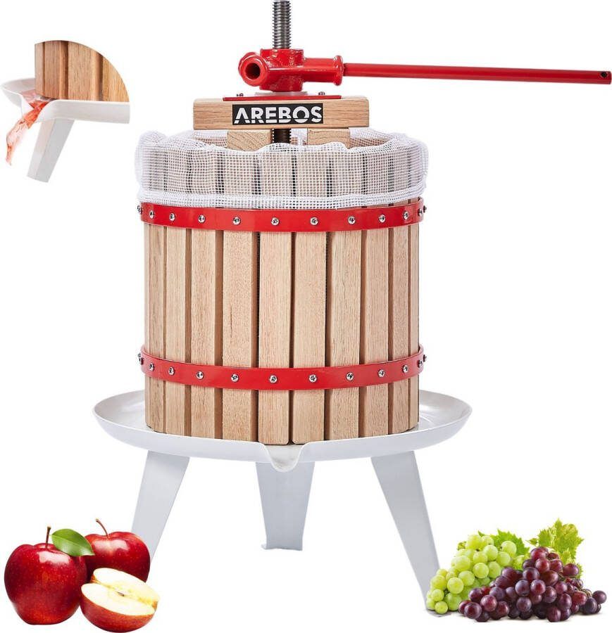 Arebos Fruitpers 12 L Pureerpers Wijnpers Appelpers Fruitmolen