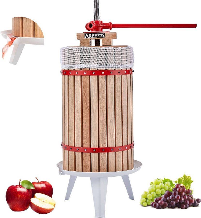 Arebos Fruitpers 30 L Wijnpers Appelpers Fruitmolen Hout