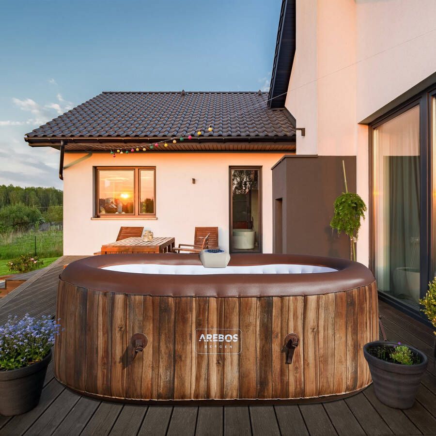 Arebos Jacuzzi Opblaasbaar Bubbelbad Voor 2 personen Hottub met Jacuzzi Accessoires 190x120cm