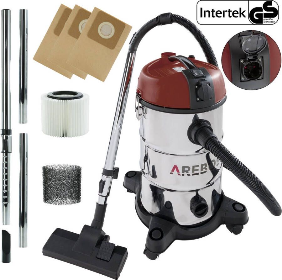 Arebos Stofzuiger 1300W Stofzuiger Zonder Zak Stofzuiger met Zak Vacuum Cleaner Alleszuiger Stof- en waterzuigers 30L