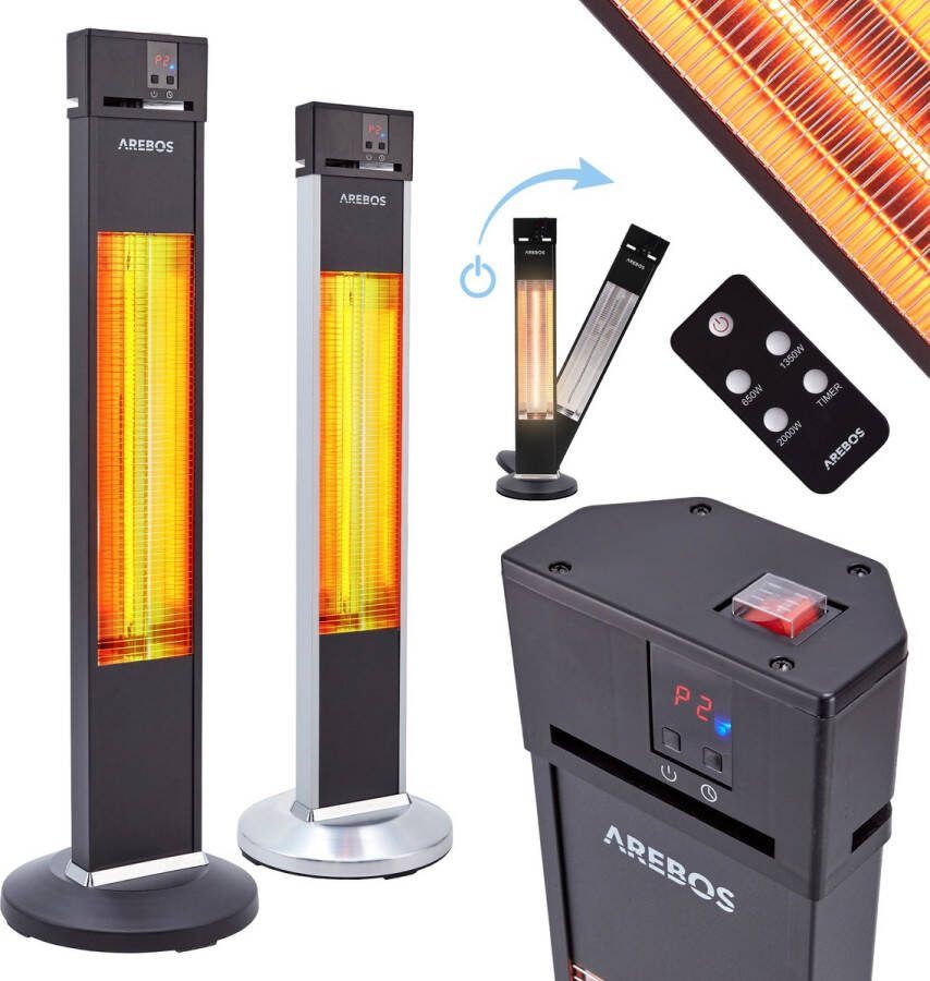 Arebos Infrarood Verwarming 2000W Infrarood Kachel Terrasverwarmer Zwart