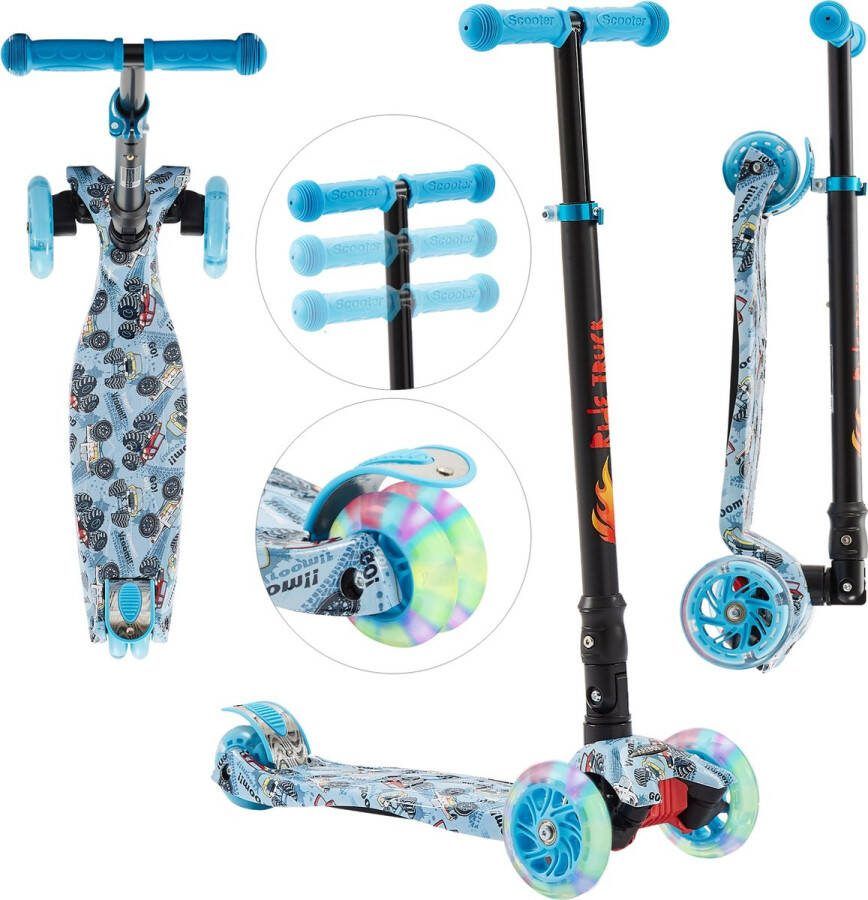 Arebos Kinderstep 3 Wielen 3-6 Jaar 3 Lichtgevende Wielen Jongens Meisjes Blauw tot 40kg