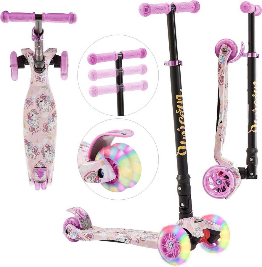 Arebos scooter kick scooter stads scooter | tot 40kg |met led banden |opvouwbaar