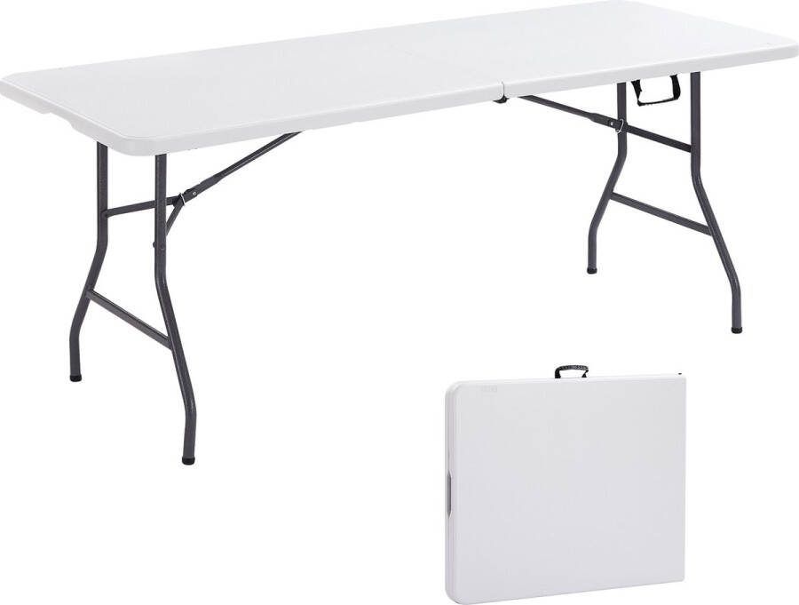 Arebos Klaptafel Inklapbare tafel Campingtafel Vouwtafel Weerbestendig Wit 182 × 74 × 74 cm 8 personen