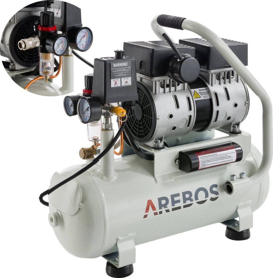 Arebos Luchtcompressor met Drukvat 500 W en 12L Zonder Olie 89L Compressor
