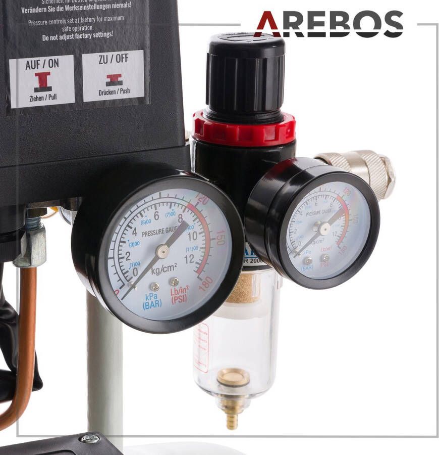 Arebos Luchtcompressor Whisper Compressor Persluchtcompressor 800 W met 24 L