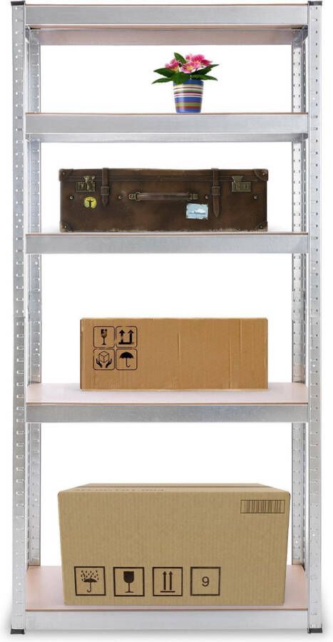 Arebos Stellingkast Opbergrek 5 Planken 350 kg Draagkracht 170 x 80 x 30 cm Metaal MDF