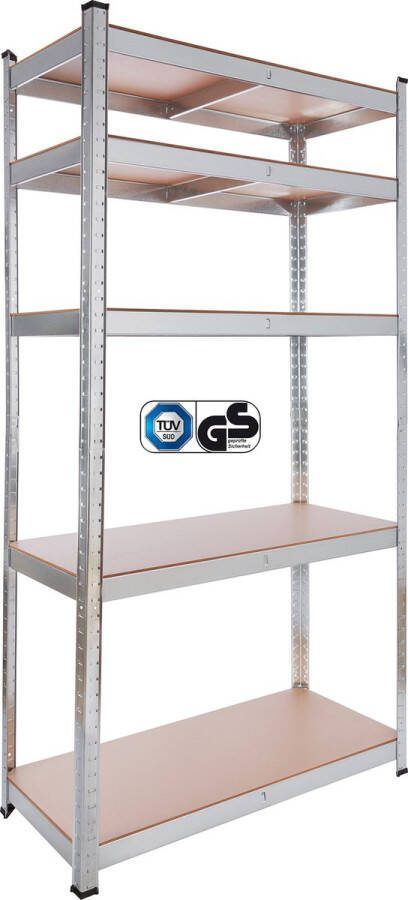 Arebos Stellingkast Opbergrek 5 Planken 875 kg Draagkracht 90x40x180 cm Metaal MDF te gebruiken als werkbank