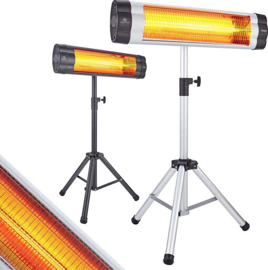 Arebos Terrasverwarmer 2500W Infrarood Verwarming Binnen en buiten Zilver