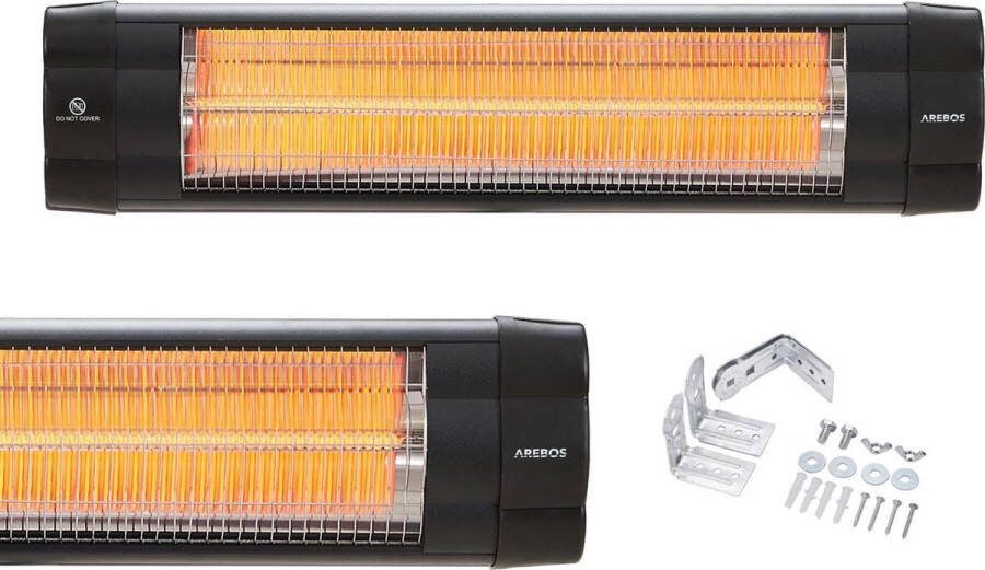 Arebos Terrasverwarmer Infrarood Verwarming 2500W Elektrische Kachel Binnen en buiten Zwart