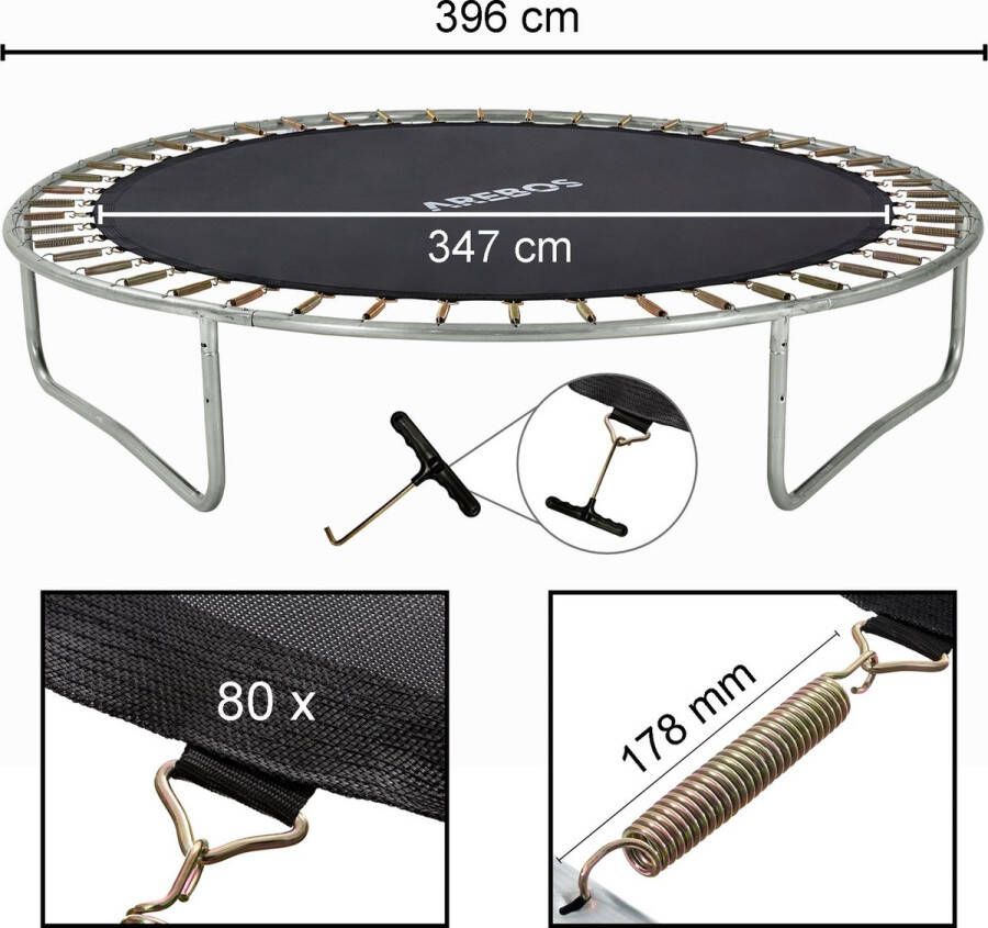 Arebos Trampoline Springmat 347 cm 80 Ogen 178 mm Veren voor Trampolines met Ø 396 cm