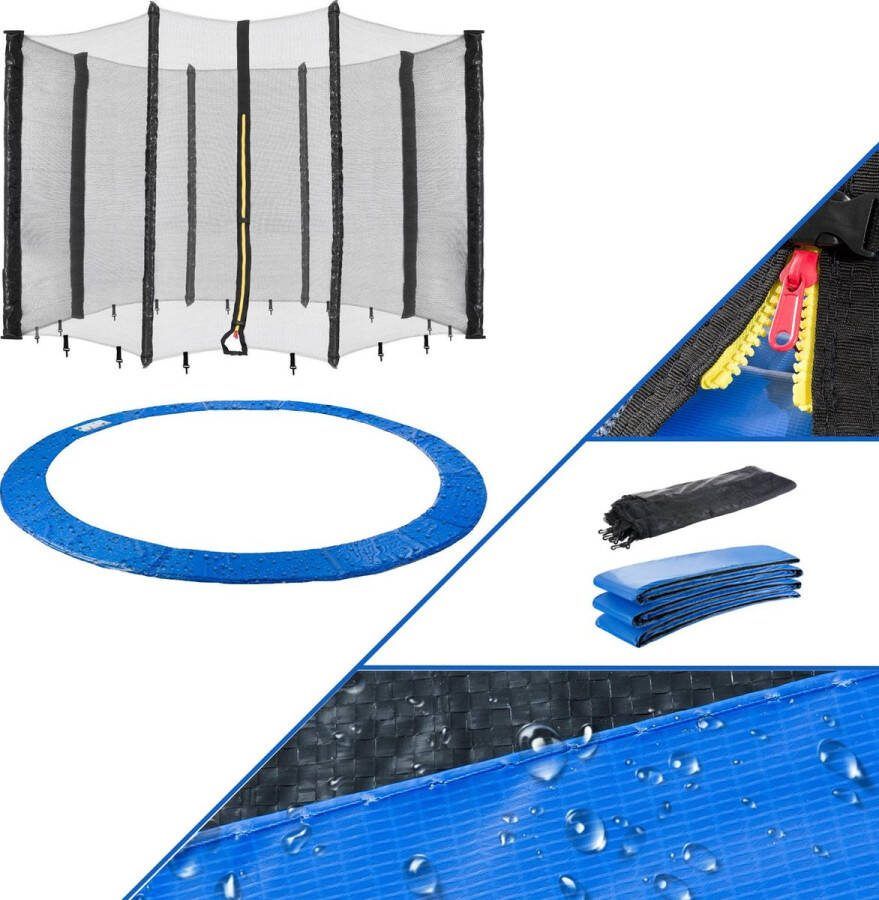 Arebos Trampoline Veiligheidsnet + Randafdekking Randbescherming 305cm 8 Stokken