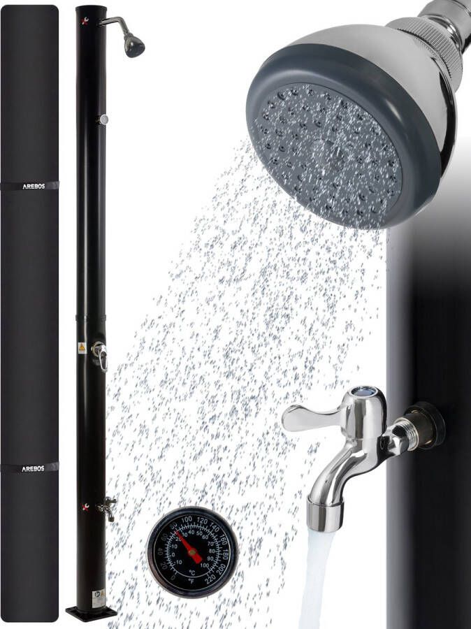 Arebos Tuindouche 20L Solar Douche met thermometer Buitendouche Zonneenergie Tuindouche Buitendouche -Zwart