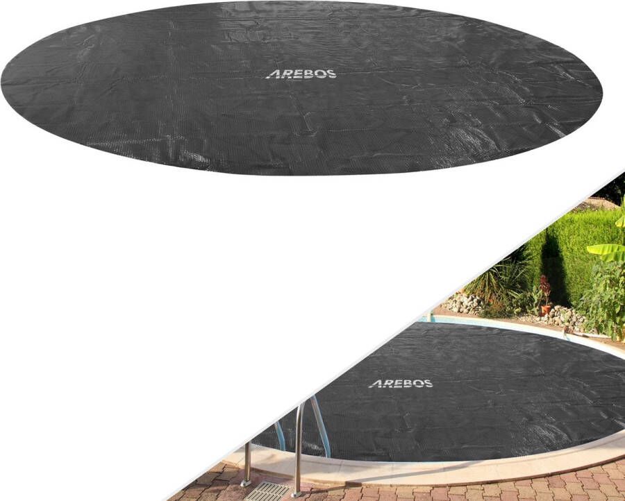 Arebos Zwembad Solarfolie Cover Solar Cover Rond Ø 4 57 m Zwart Solar cover dikte 120 µm Solar rol kan op maat gesneden worden Zwembadverwarming voor waterverwarming Zwembad Zonnezeil