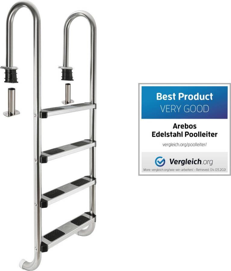Arebos Zwembaden Ladder Ingebouwde ladder Zwembad trap Roestvrij staal 4