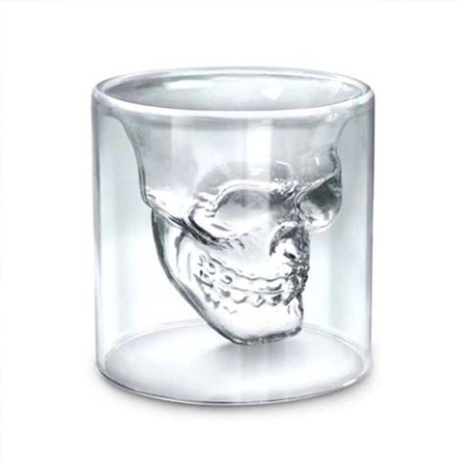 Aretica Shotglaasjes Skull gift set van 4 Borrelglaasjes Shot glaasjes Vaatwasserbestendige Shotglazen Shotglas Drankspel Glazen Borrelglas Inhoud 25 ml Ø 4.7cm Transparant