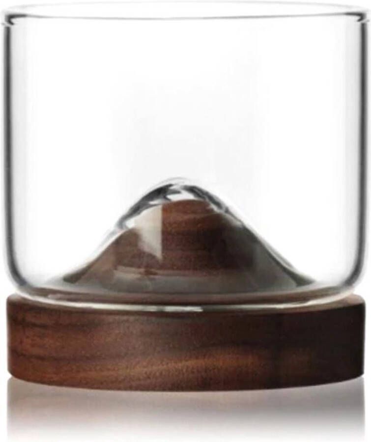Aretica Whiskey glas op een houten onderzetter Whiskey glas inclusief onderzetter Bruin Geschenk set Luxe verpakking