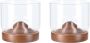 Aretica Whiskeyglas Set van 2 250 ml Inclusief onderzetter Whiskey geschenk set Glazen Whiskeyglazen Bruin Glas Hout 7 3 x 7 3 x 7 cm - Thumbnail 1