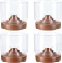 Aretica Whiskeyglas Set van 4 250 ml Inclusief onderzetter Whiskey geschenk set Glazen Whiskeyglazen Bruin Glas Hout 7 3 x 7 3 x 7 cm - Thumbnail 1