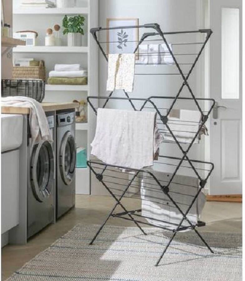 Argos Home 20m 3-laags Jumbo Airer Droogrek Inklapbaar Zwart