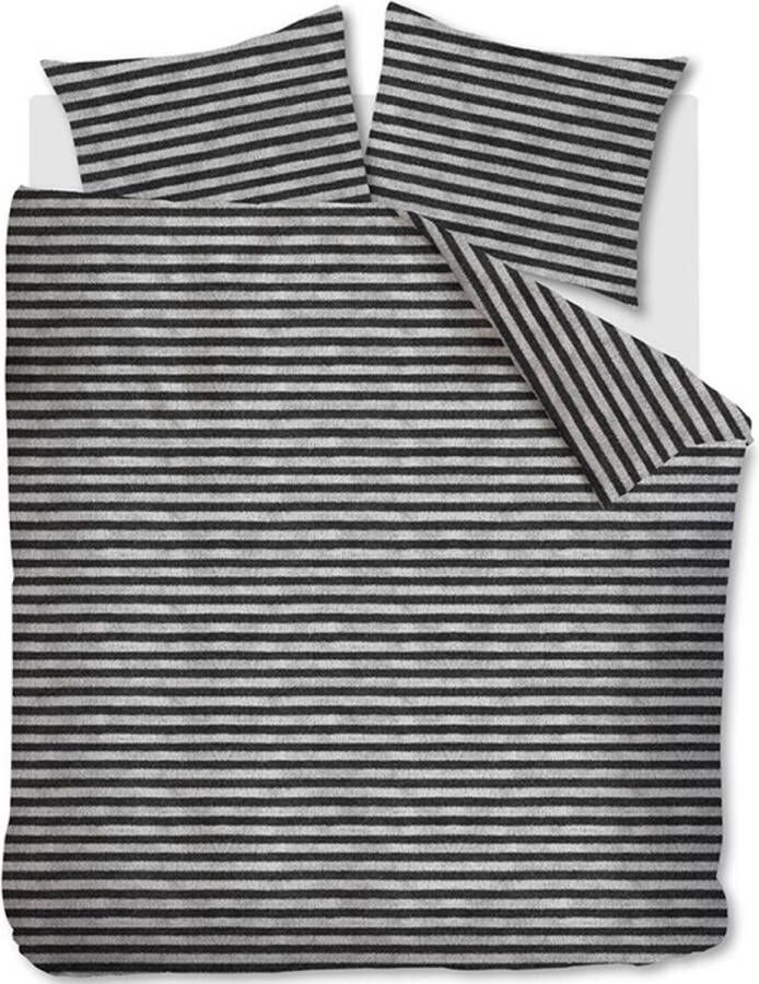 Ariadne At Home Knit Stripes Dekbedovertrek Eenpersoons 140x200 220 cm Black White