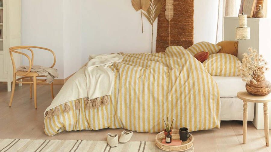 Ariadne At Home Dekbedovertrek Beddinghouse At Home Ariadne Knit Stripes-240x200 220 cm-Yellow