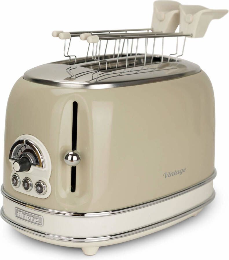 Ariete 0155 03 Vintage broodrooster 2 sneden met tosti-klemmen 810 Watt beige