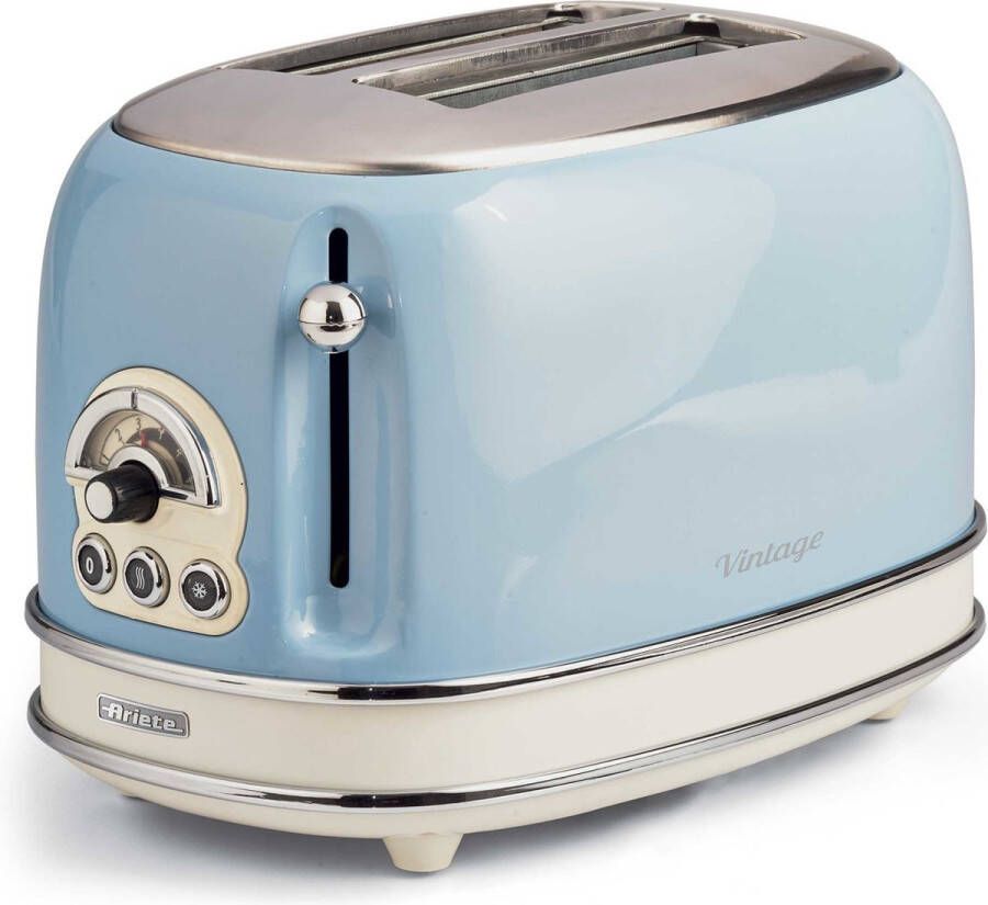 Ariete 0155 15 Vintage broodrooster 2 sneden 6 standen 810 Watt blauw