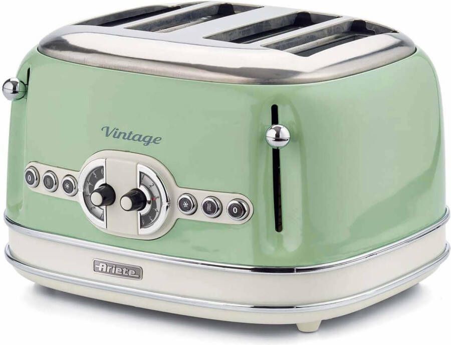 Ariete 0156 04 Vintage broodrooster 4 sleuven 1630W 6 standen Groen